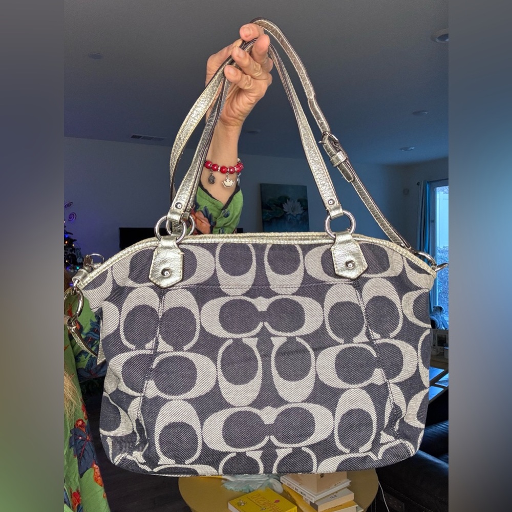 Coach Signature Striped Denim Tote - Picture 7 of 17